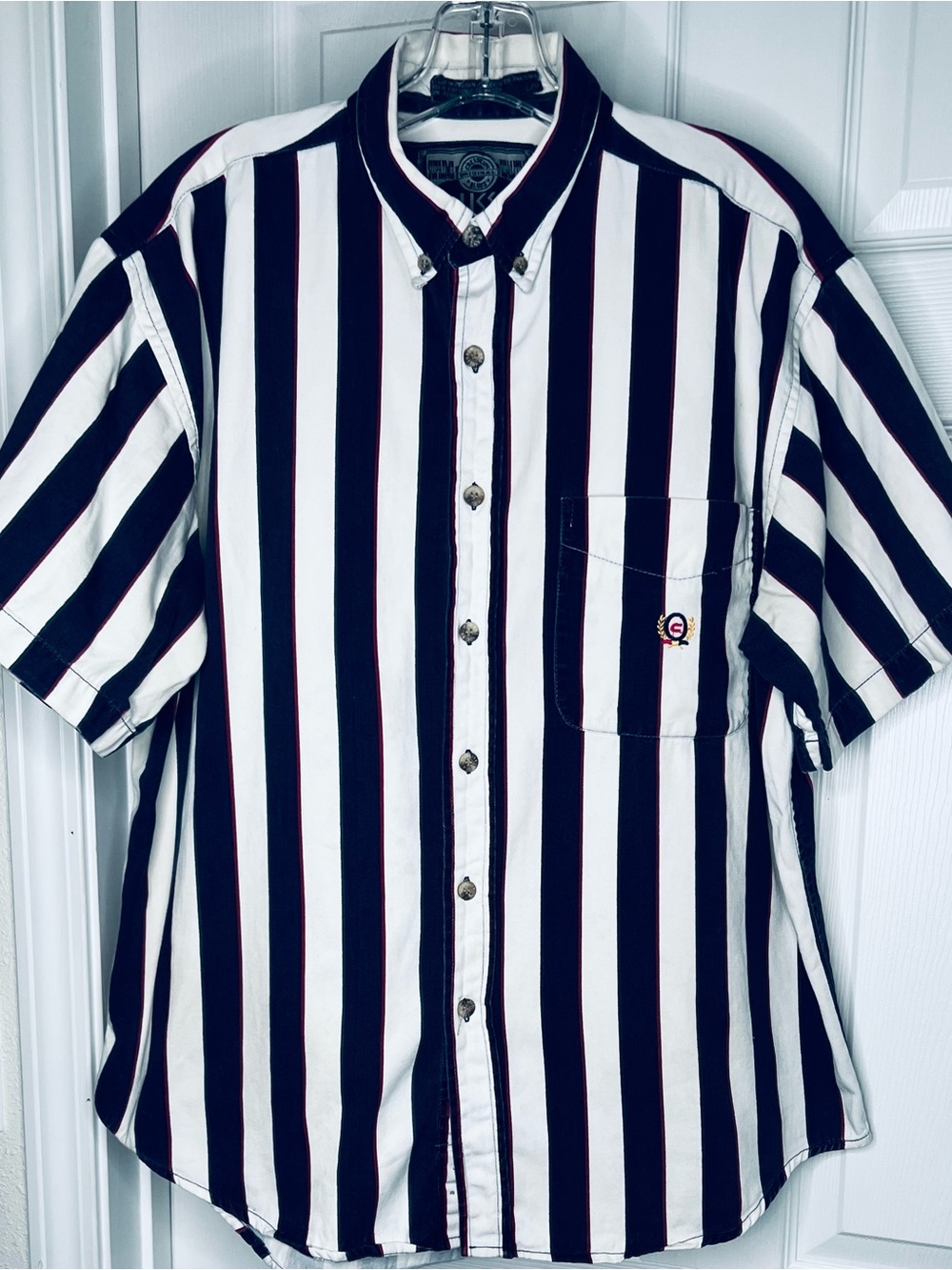 VTG Coliseum Sz L/G Men's Sleeve 100% Cotton Stripe Shirt  Authentic Jeans wear